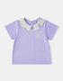 Kid Ruffle Collar Short Sleeve Bunny Print Tee