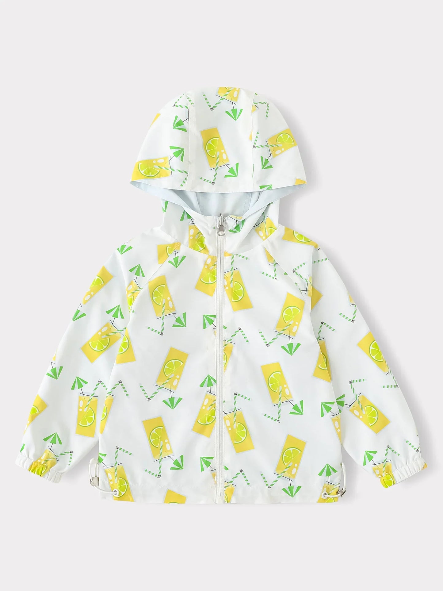 Boys Reversible All-Over Lemon Tea Print Zipped Windbreaker