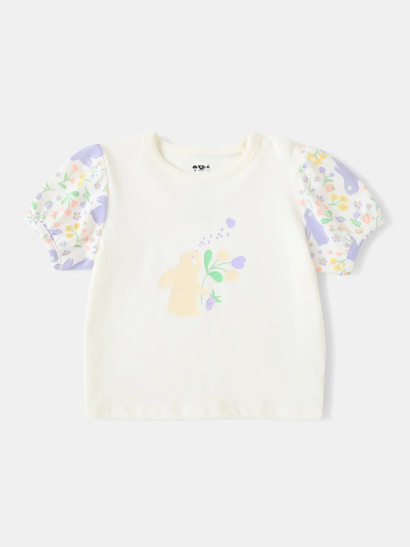 Baby Short Puff Sleeve Bunny Print Tee