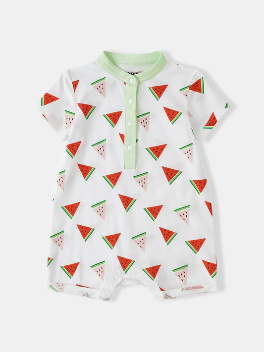Baby Short Sleeve All-Over Watermelon Print Romper