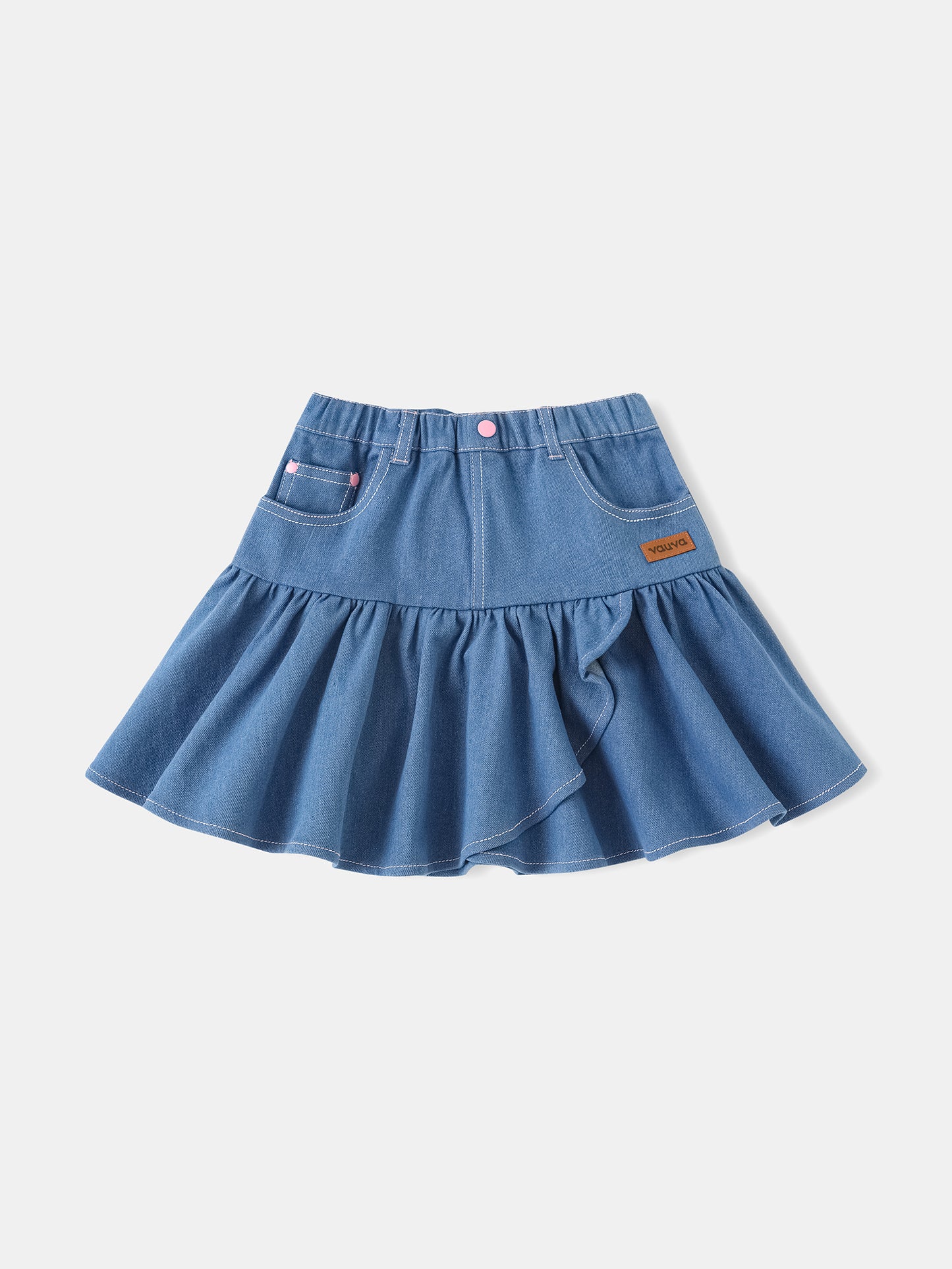 Girls Ruffle Bottom Denim Skirt