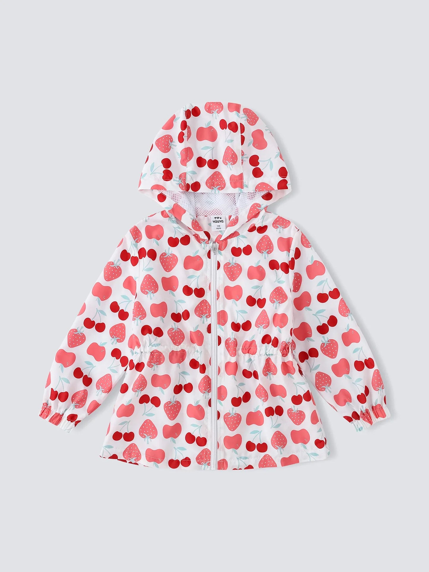 Girls All-Over Berries Print Zipped Windbreaker