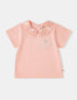 Kid Ruffle Collar Short Sleeve Bunny Print Tee