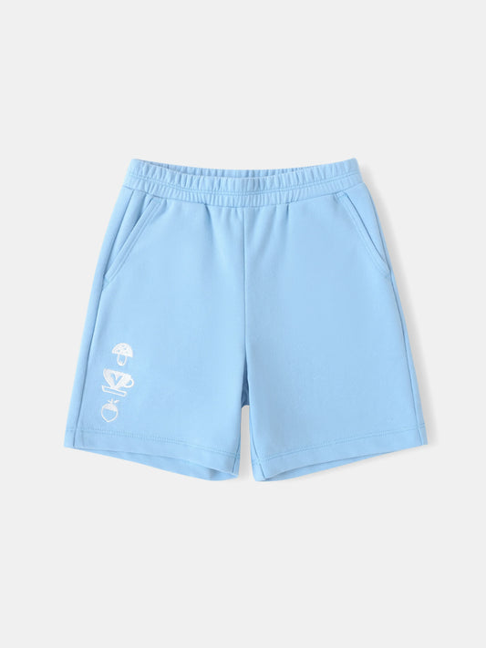 Boys Sky Blue Embroidery Sweat Shorts