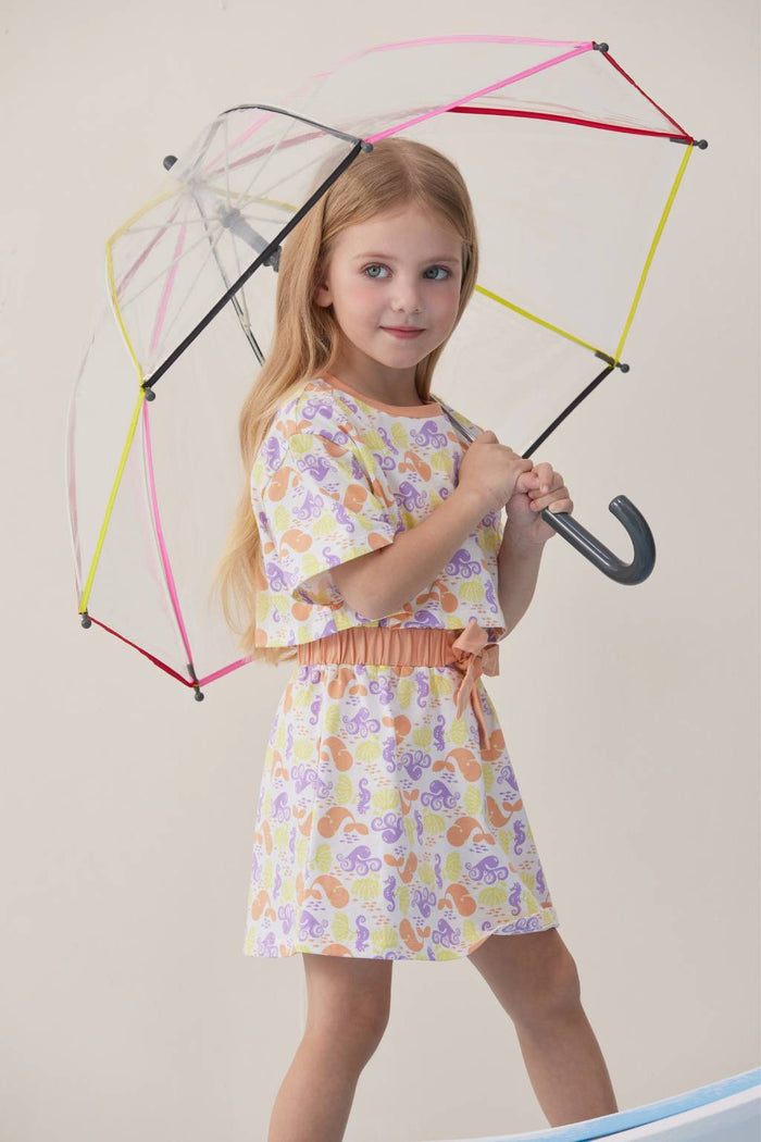 VAUVA Vauva SS24 - Toddler Girl Ocean All Over Print Short Sleeve Dress Dresses