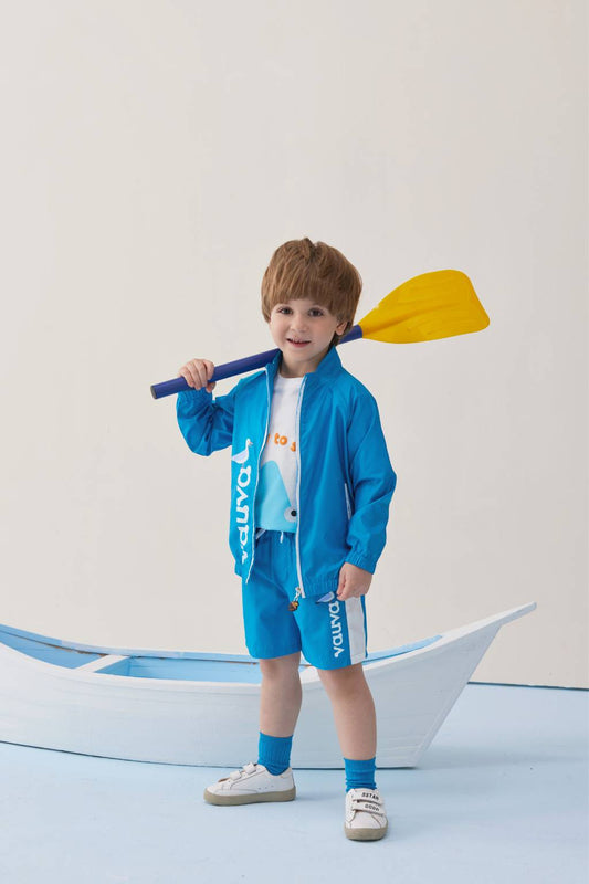 VAUVA Vauva SS24 - Toddler Vauva Logo Print UV Protection Jacket - Blue Coat & Jacket