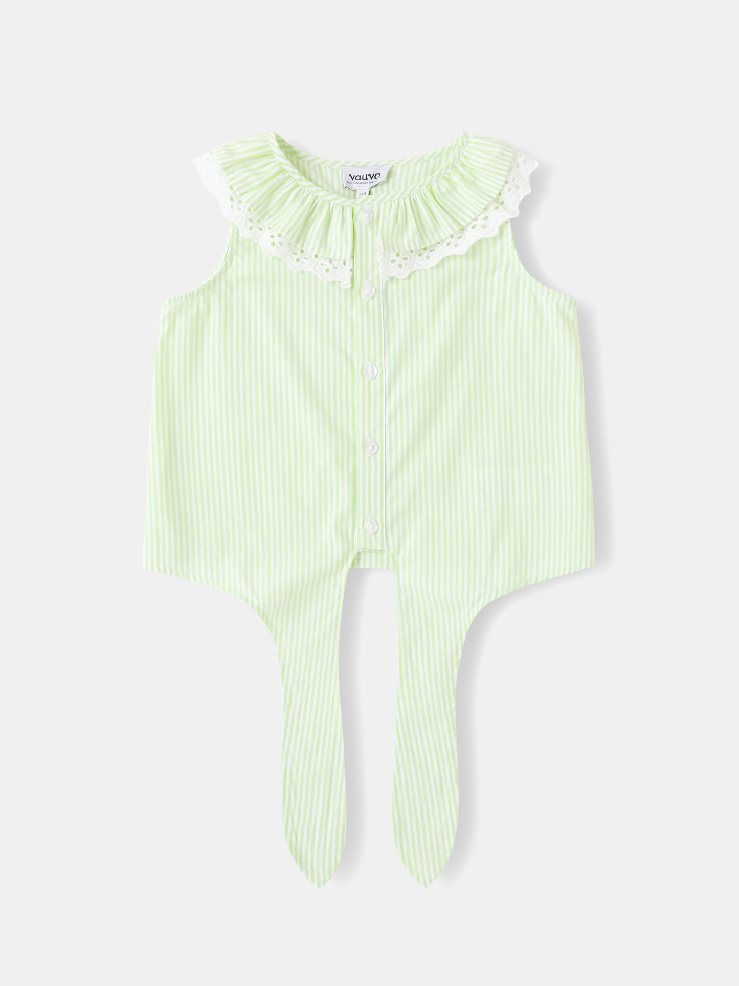 Girls Lace-Trimmed Collar Sleeveless Tie Bottom Top