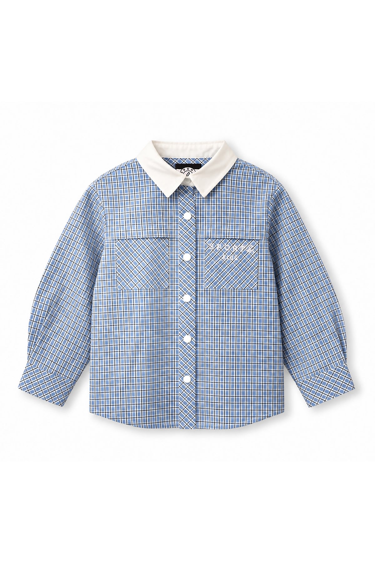 Kids Contrast Collar Logo Printed Long Sleeve Polo Shirt