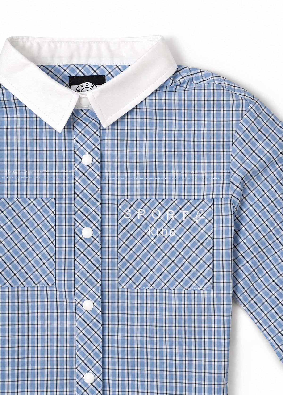 Kids Contrast Collar Logo Printed Long Sleeve Polo Shirt