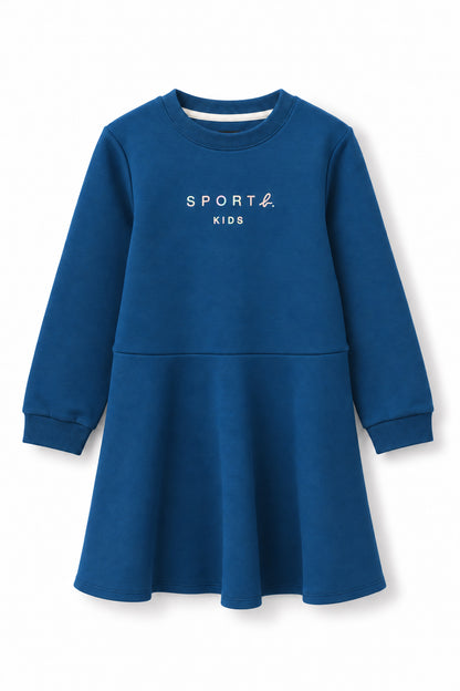 Girls Iridescent Logo Flared Long Sleeve Sweatshirt Dress