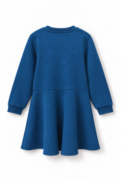 Girls Iridescent Logo Flared Long Sleeve Sweatshirt Dress