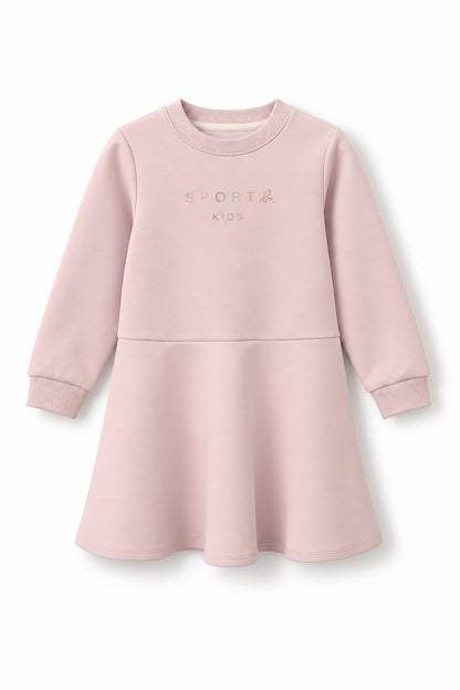 Girls Iridescent Logo Flared Long Sleeve Sweatshirt Dress