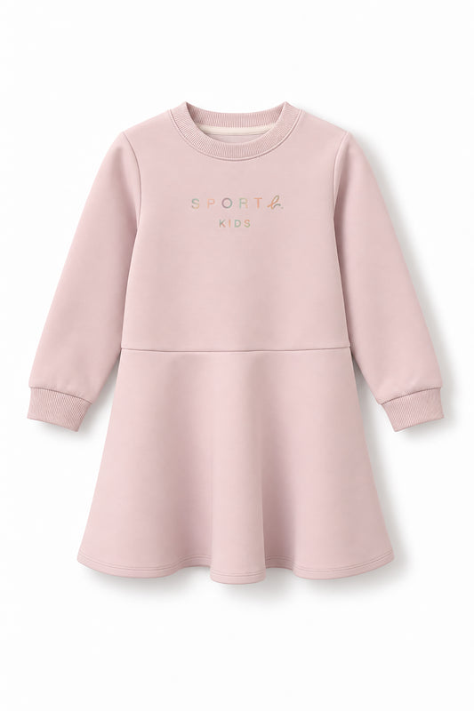 Girls Iridescent Logo Flared Long Sleeve Sweatshirt Dress
