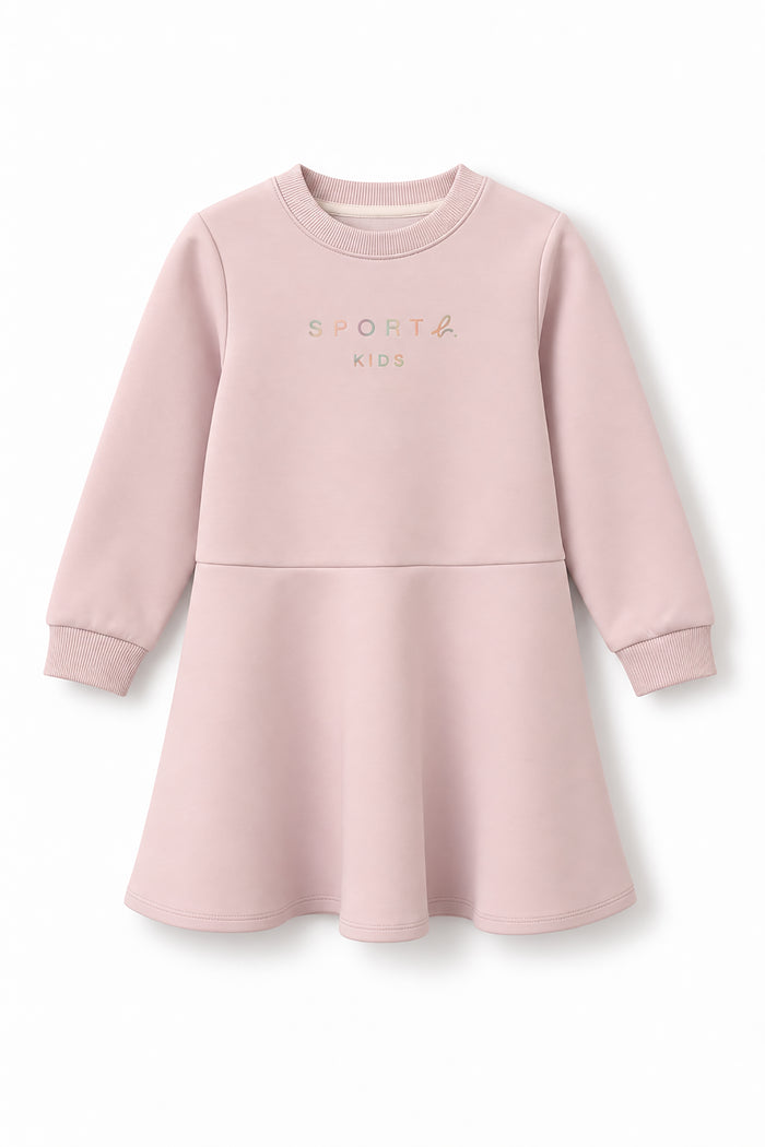 Girls Iridescent Logo Flared Long Sleeve Sweatshirt Dress