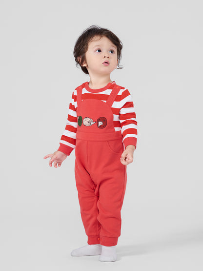 Baby Boys Hedgehog Print Embroidered Dungaree Bodysuit