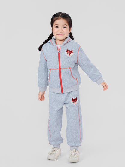 Kids Fox Patch Fleece-Lined Jogger Pants