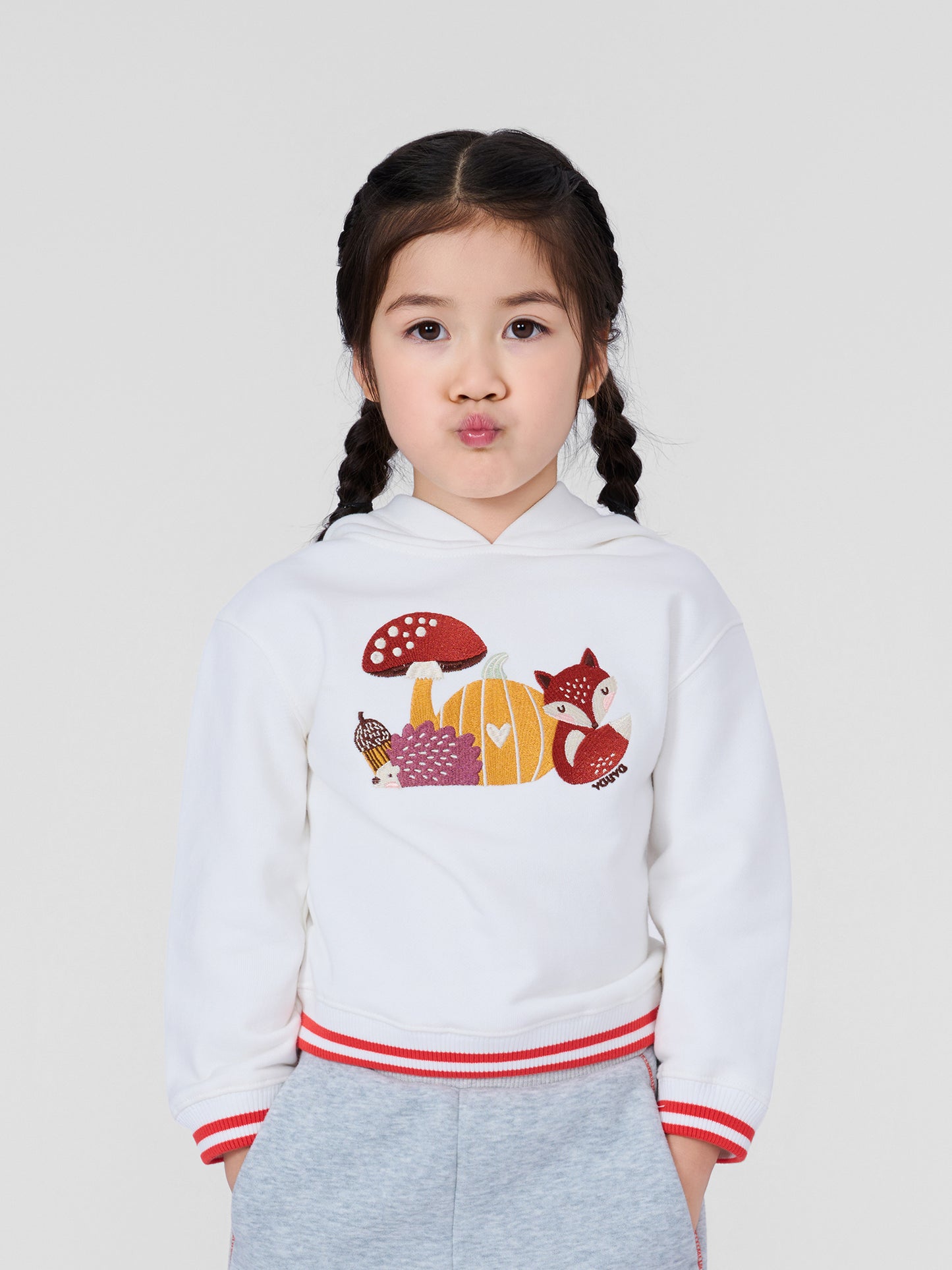 Kids Woodland Friends Embroidered Pullover Hoodie
