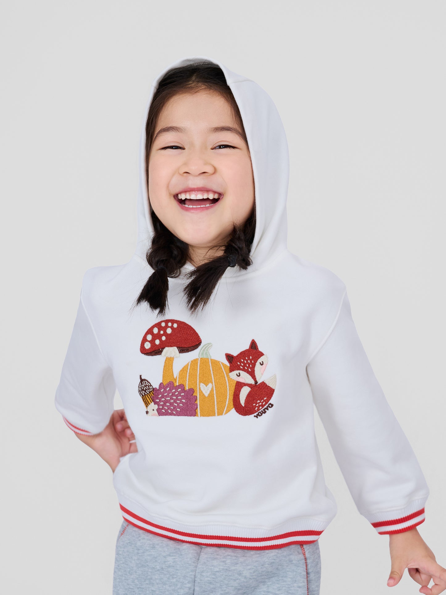 Kids Woodland Friends Embroidered Pullover Hoodie