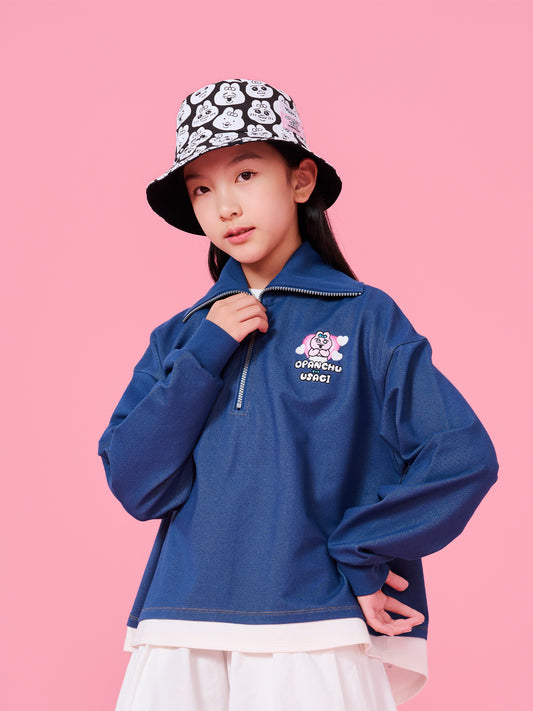 Quarter-Zip Layered Sweatshirt