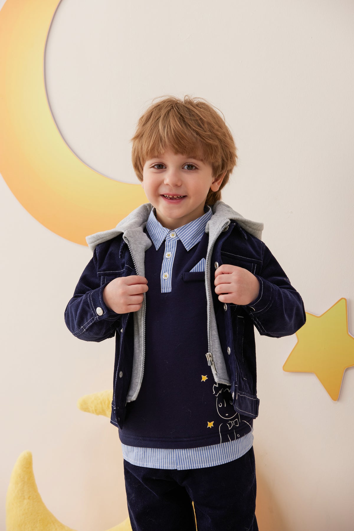 Vauva x Le Petit Prince - Boys Hooded Long-sleeved Jacket-model image front