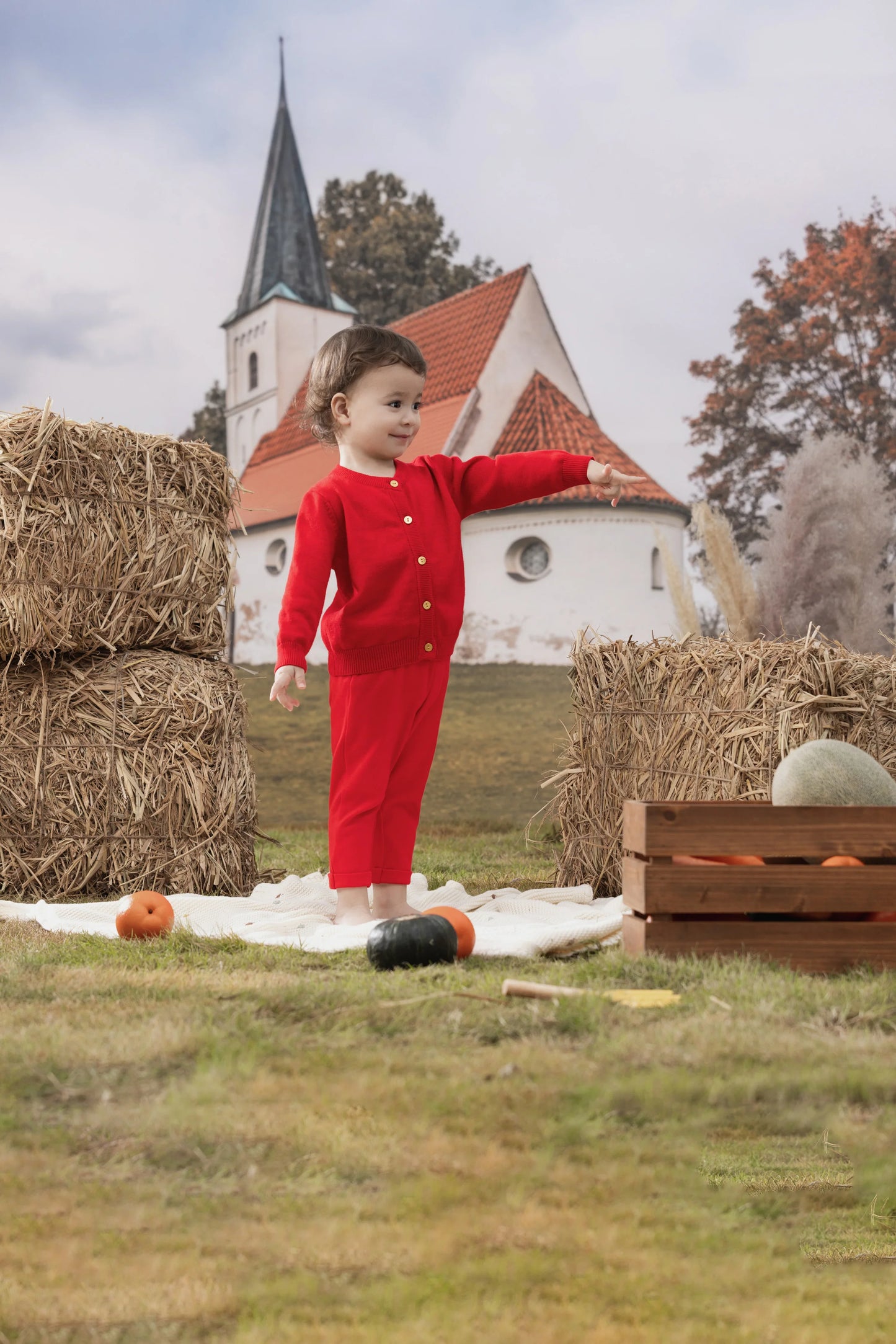 VAUVA Vauva FW23 - Baby Girls New Year Festival Cotton Cashmere Jacket (Red) Coat & Jacket