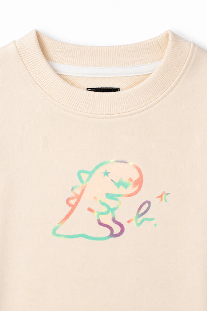 Girls Iridescent Dino Logo Crewneck Sweatshirt