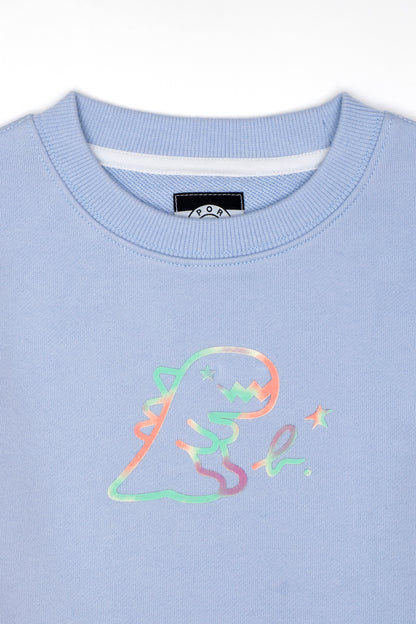 Girls Iridescent Dino Logo Crewneck Sweatshirt