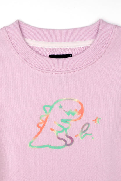 Girls Iridescent Dino Logo Crewneck Sweatshirt