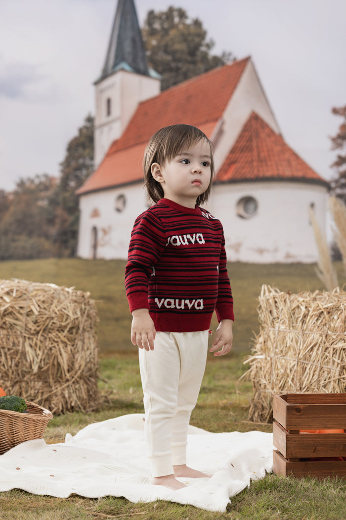 Vauva FW23 - Baby Girls Solid Cotton High Waist Trousers (White) model front