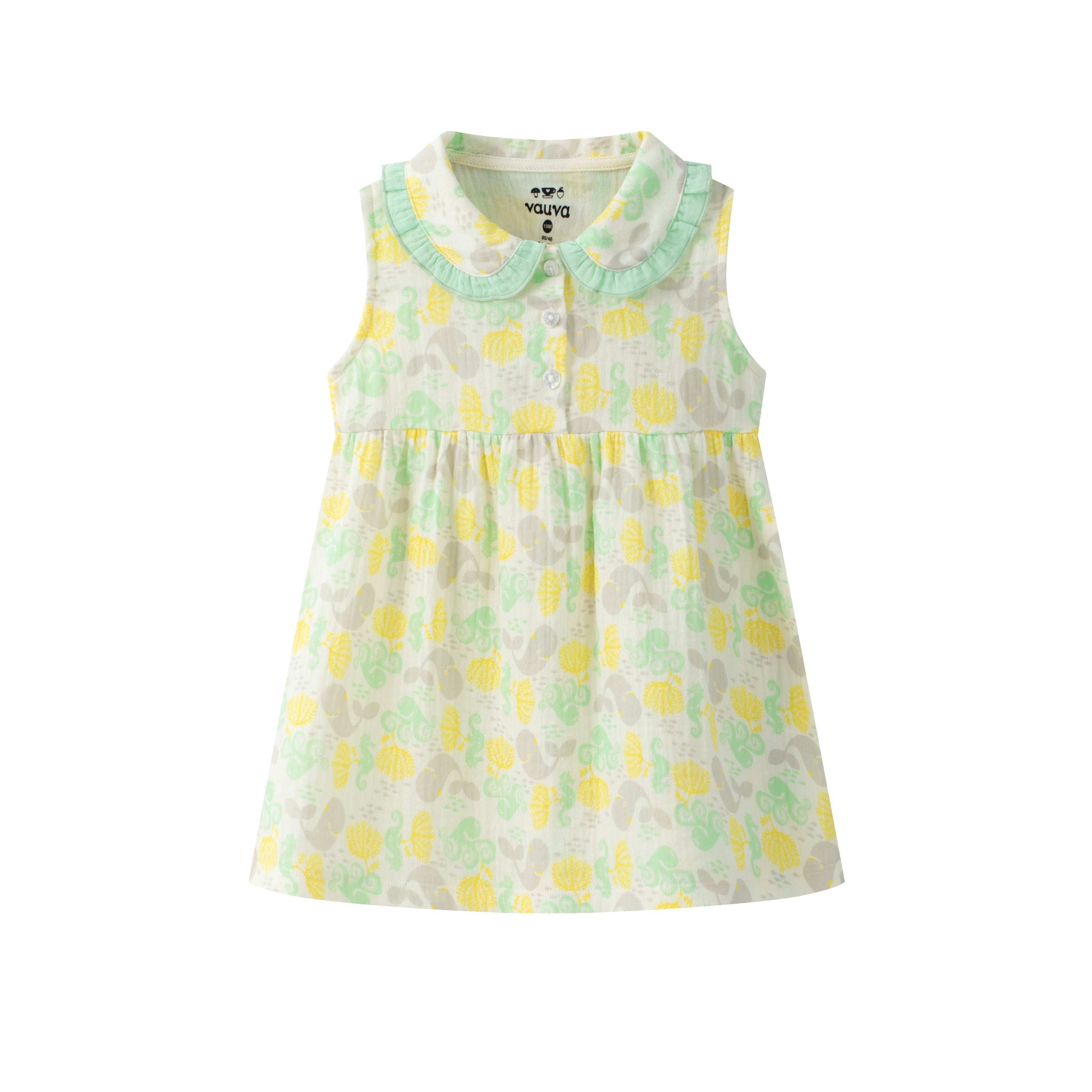 Baby Girl All Over Print Peter Pan Collar Top &amp; Bottom Set