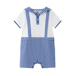 Baby Plaid Pattern Short Sleeve Romper