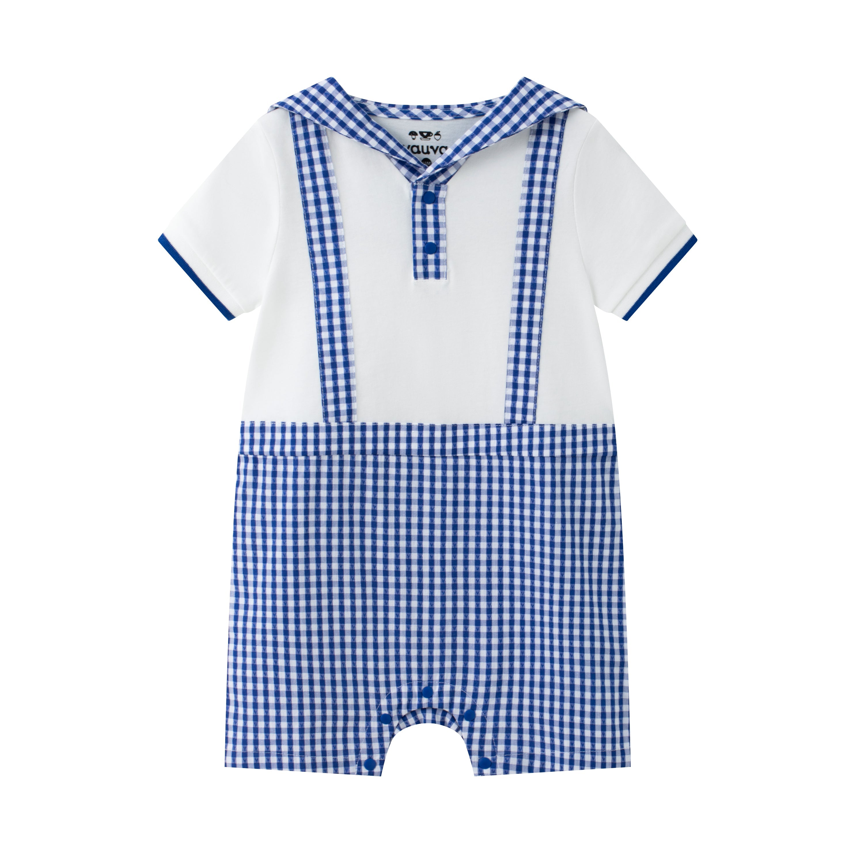 Baby Plaid Pattern Short Sleeve Romper