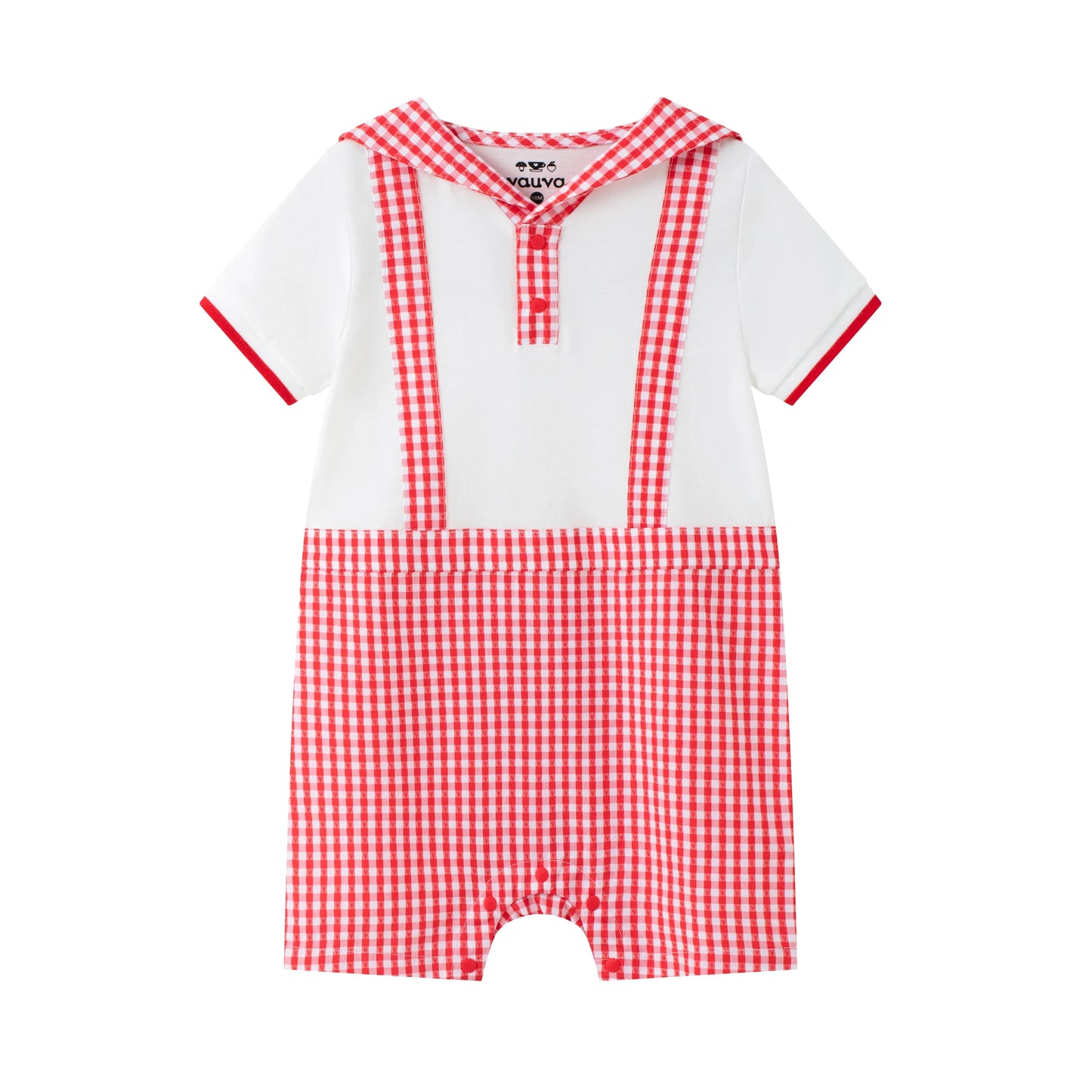 VAUVA Vauva SS24 - Baby Plaid Pattern Short Sleeve Romper Romper