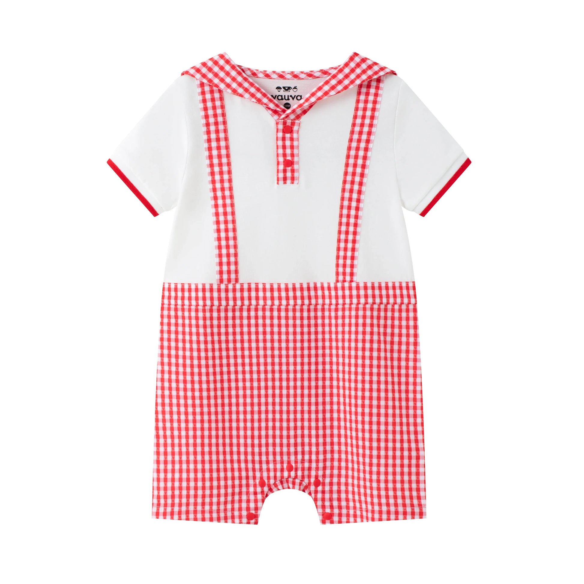 VAUVA Vauva SS24 - Baby Plaid Pattern Short Sleeve Romper Romper