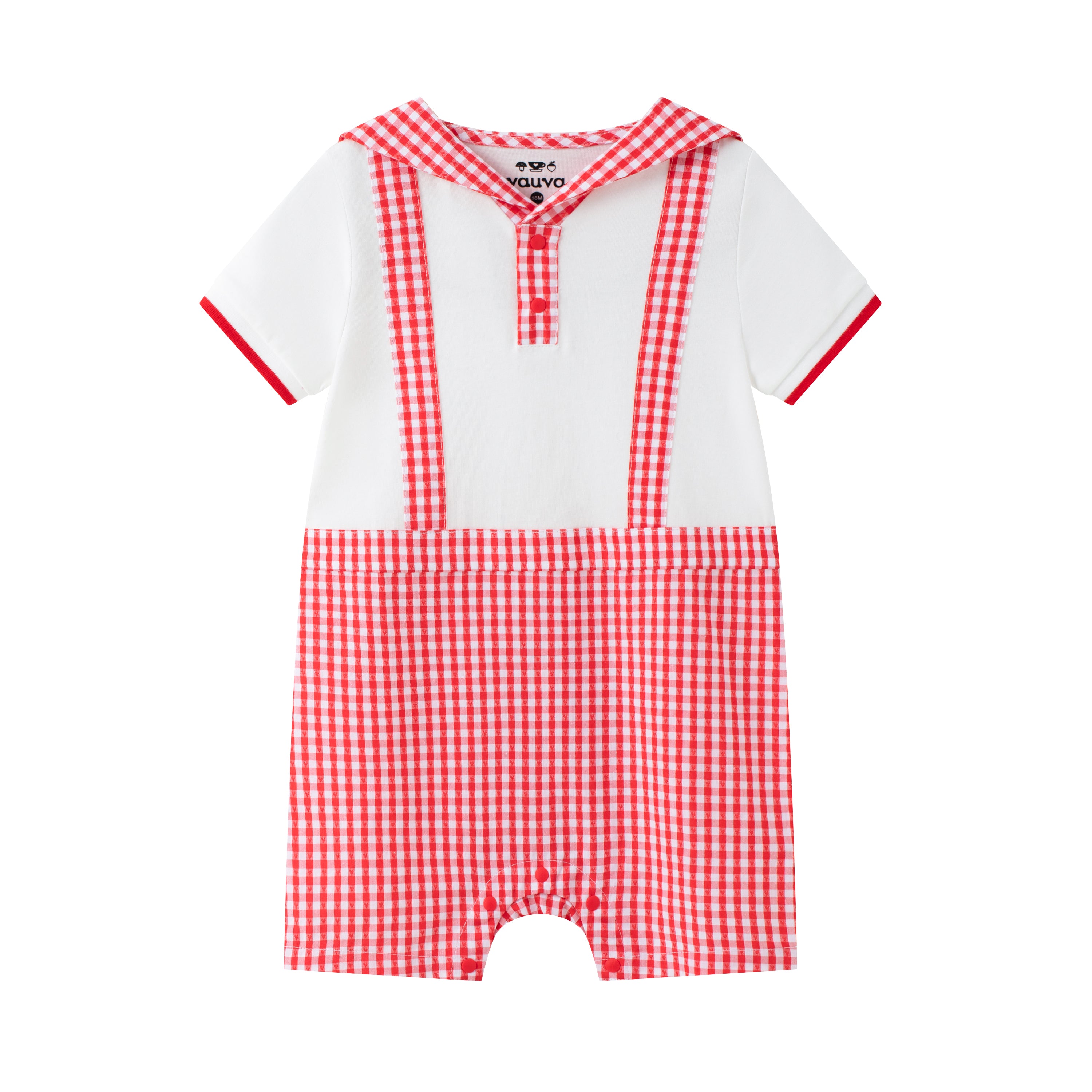 VAUVA Vauva SS24 - Baby Plaid Pattern Short Sleeve Romper Romper