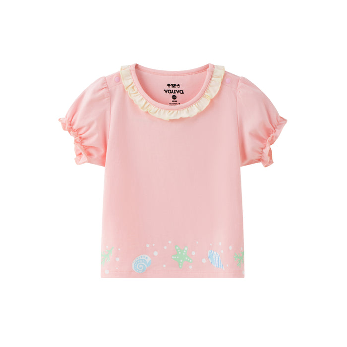 Vauva SS24 - Organic Cotton Baby Girl's T-shirt Plain Crystal Rose