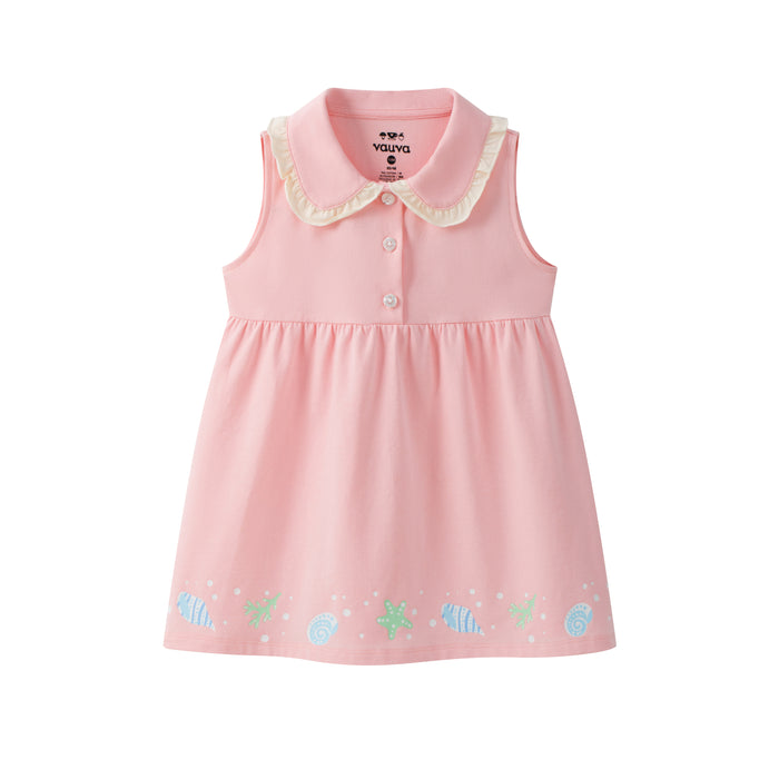 Vauva SS24 - Baby Girl's Organic Cotton Plain Dress Crystal Rose