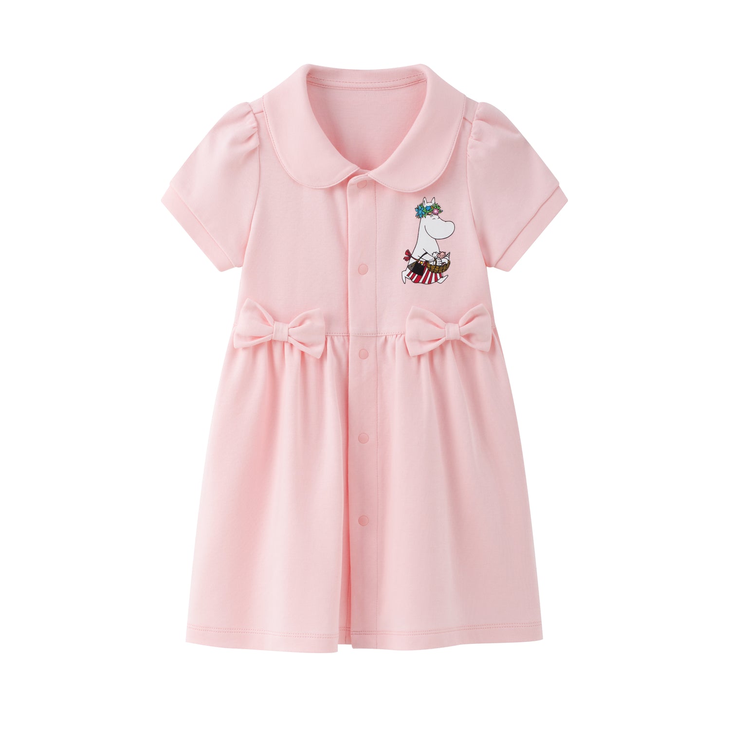 Vauva x Moomin Vauva x Moomin - Baby Girl MoominMama Embroidered Short Sleeve Dress - Pink Dresses