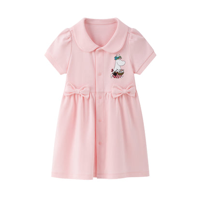 Vauva x Moomin Vauva x Moomin - Baby Girl MoominMama Embroidered Short Sleeve Dress - Pink Dresses