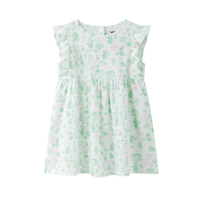 Vauva x Moomin Vauva x Moomin - Baby Girl Moomin All Over Print Short Sleeve Dress - Pastel Green Dresses