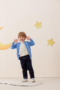 Vauva x Le Petit Prince - Kids Cashmere Cardigan (Blue)-model image front