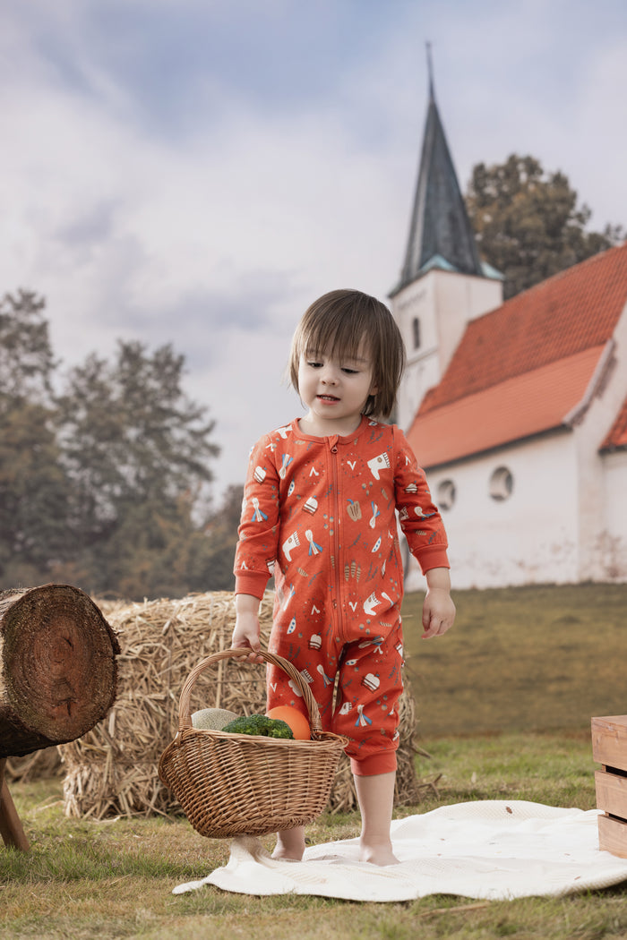 VAUVA Vauva FW23 - Baby Girls Nordic Style Cotton Romper (Red) Romper