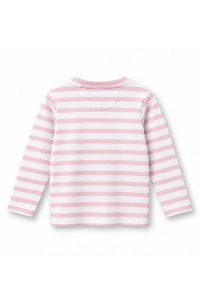 Girls Striped Iridescent Dino Logo Long Sleeve Top