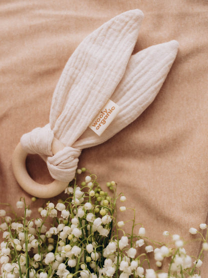 Muslin Ears With Wooden Ring (GOTS)