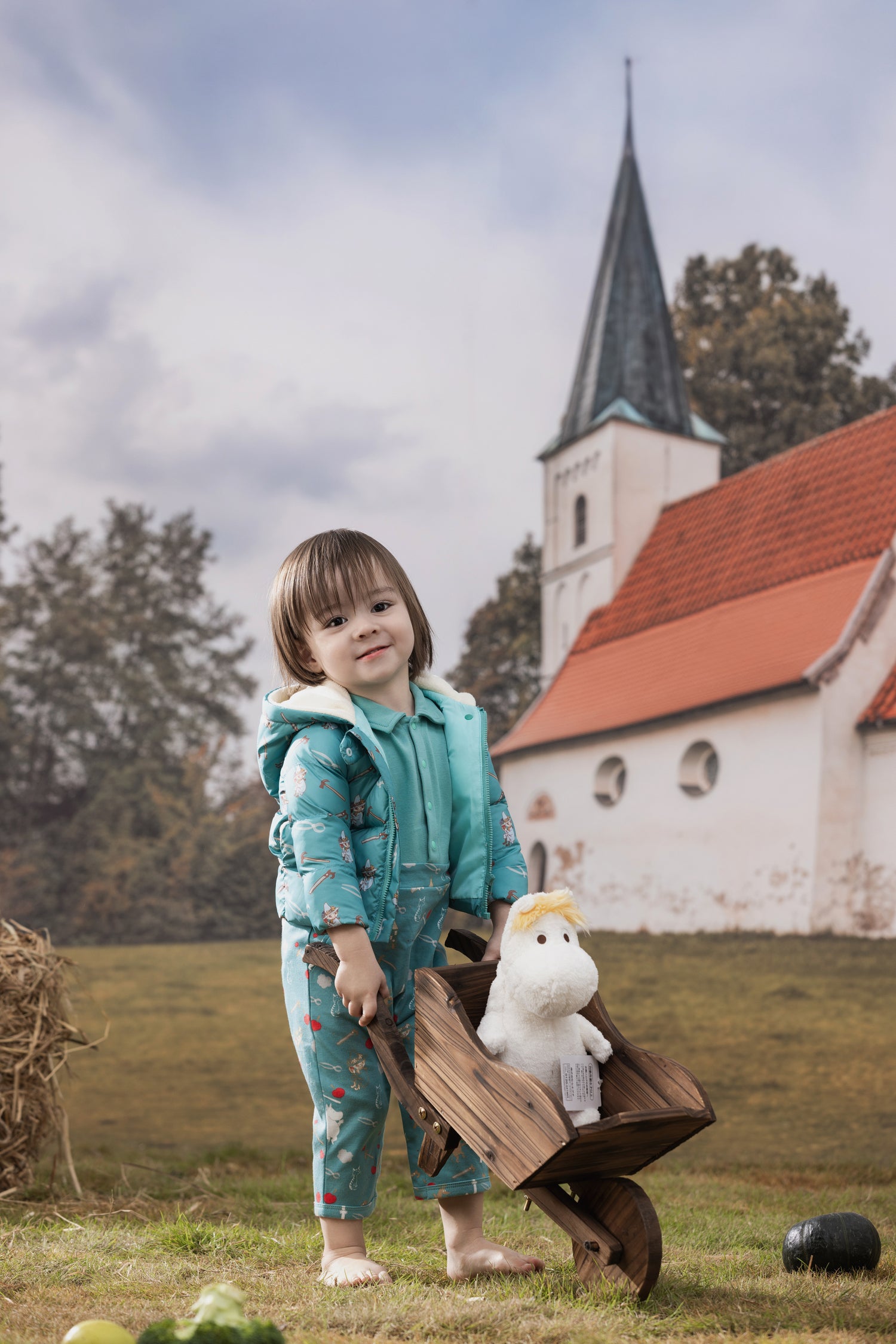 Vauva x Moomin Vauva x Moomin FW23 - Baby Boys Moomin All Over Print Padded Jacket with Hood (Green) Coat &amp; Jacket