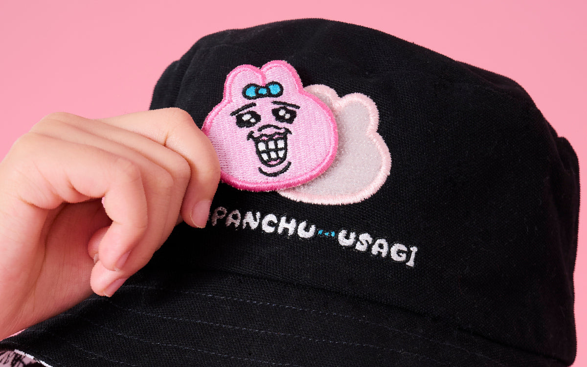 Collect your favourite Opanchu Usagi emoji badges and personalise your look! Swap interchangeable badges on selected styles, or customise even more fabric items with the iron-on badge set.