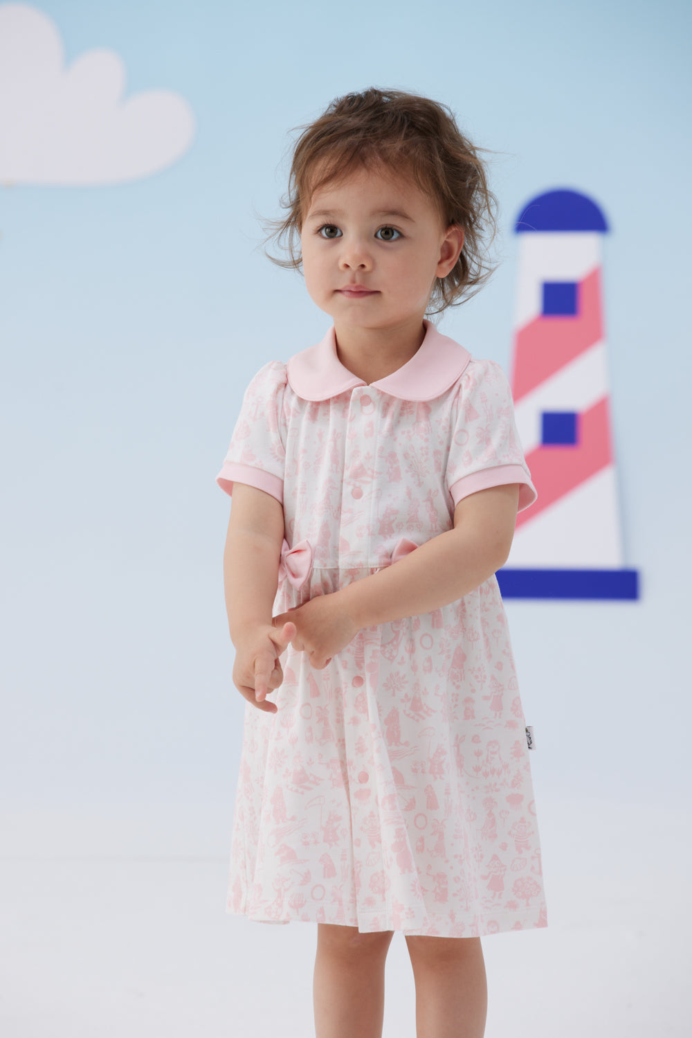 Vauva x Moomin Vauva x Moomin - Baby Girl All Over Print Short Sleeve Dress - Pink Dresses