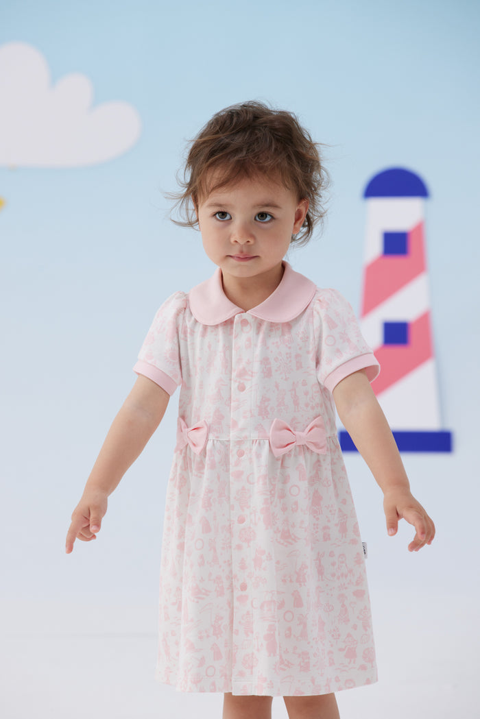Vauva x Moomin Vauva x Moomin - Baby Girl All Over Print Short Sleeve Dress - Pink Dresses