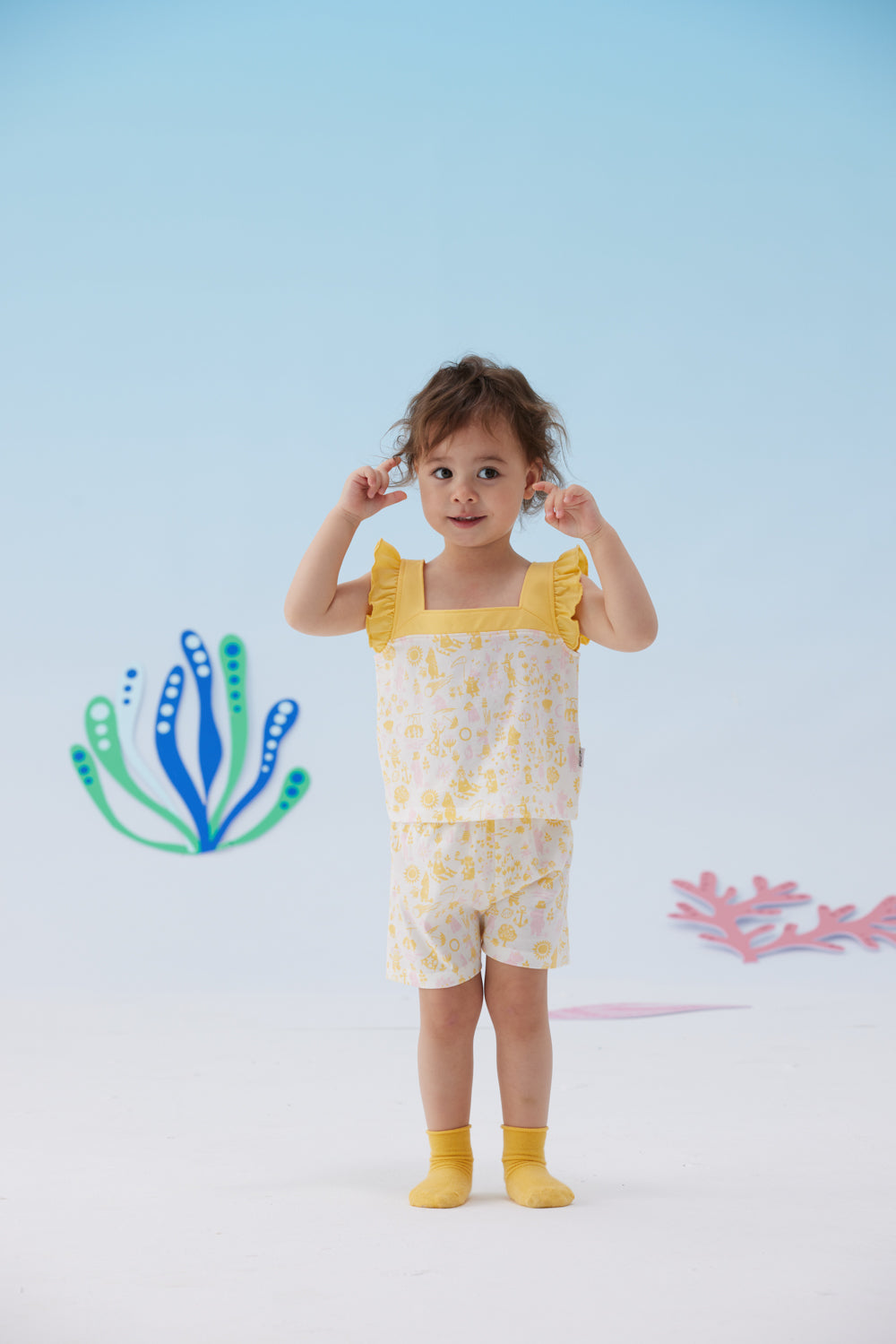 Vauva x Moomin Vauva x Moomin - Baby Girl All Over Print Top & Bottom Set - Yellow Top & Bottom Set