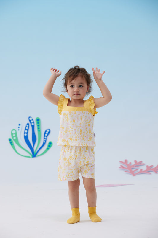 Vauva x Moomin Vauva x Moomin - Baby Girl All Over Print Top & Bottom Set - Yellow Top & Bottom Set